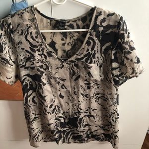 100% silk animal print top